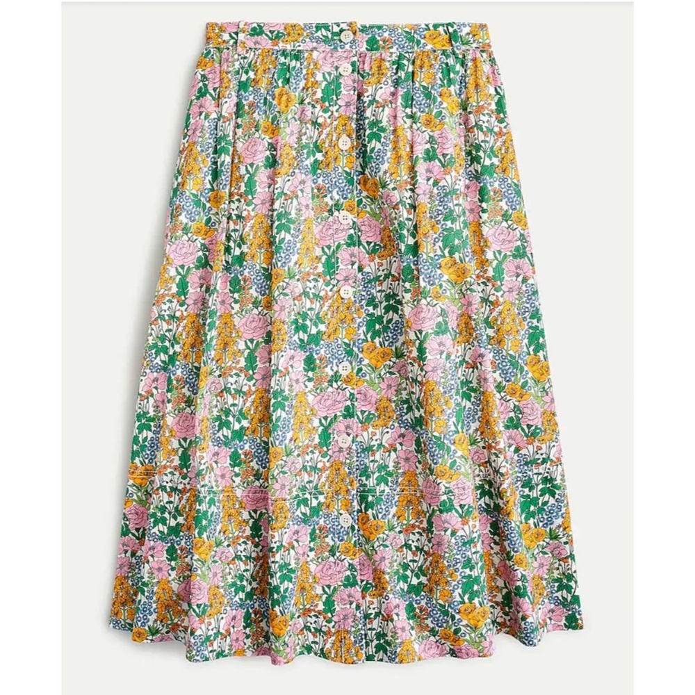 J Crew Liberty button front skirt in floral walk size 12 Medium M